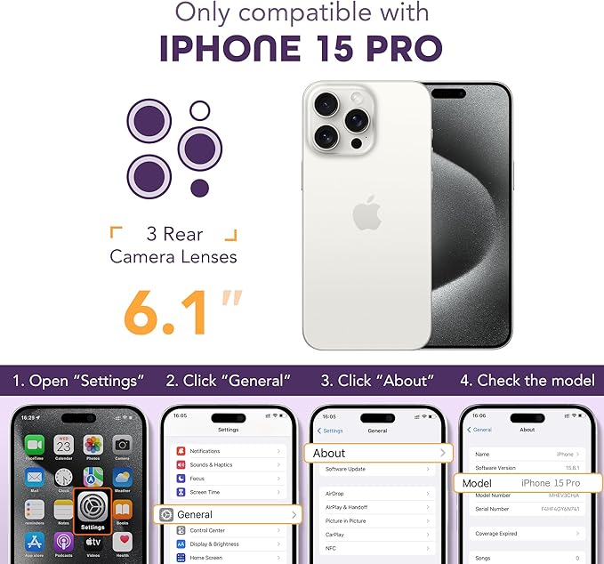 TIESZEN for iPhone 15 Pro Case, Compatible with MagSafe, Built-in Privacy Screen Protector and Camera Protection, Anti Spy Full Body Dustproof Shockproof Hard Phone Case 6.1", Deep Purple