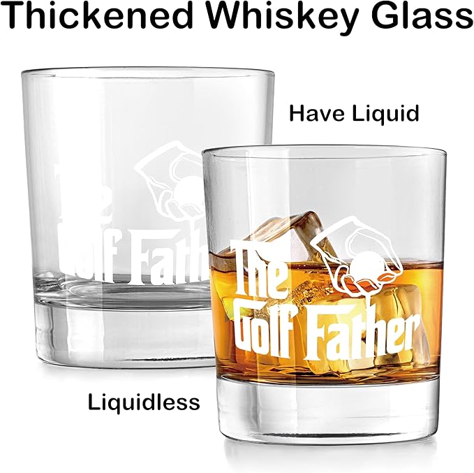 Nogrit Father's Day Golf Gifts Whiskey Glasses 10 oz, Dad Grandpa Papa Golf Gifts for Father's Day, Golfers Old Fashioned Rocks Glasses for Men Golfers Drinking Cocktail Scotch Vodka Tequila Rum