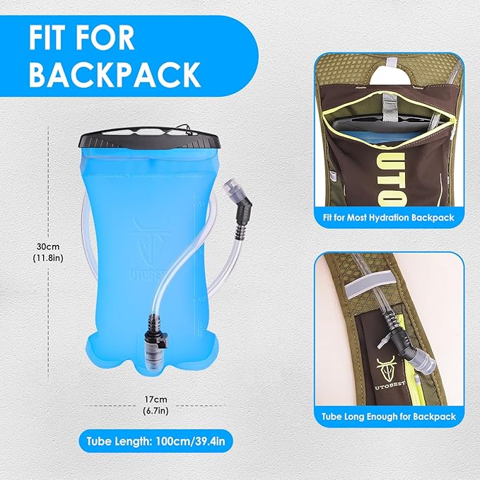 UTOBEST Hydration Bladder, 1.5L TPU Water Bladder BPA Free, Wide Opening, Leak-Proof, Water Reservoir for Hiking Backpack Cycling Camping Running