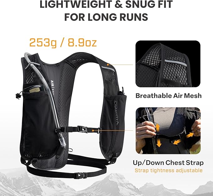 EVERFUN Hydration Backpack Running Vest Small Hiking Water Backpack with 1.5L Water Bladder for Women Men, Lightweight Reflective Phone Holder Hydro Pack for Trail Running, Biking, Race, Marathons