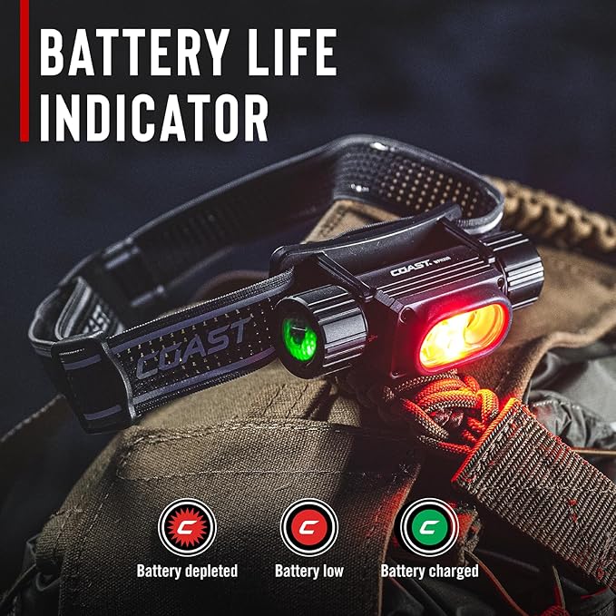 Coast WPH30R 1500 Lumen Waterproof Ultra Bright IP68 USB Rechargeable-Dual Power Headlamp, 5 Modes with Spot and Flood Beams, Blue/Black