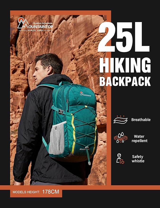MOUNTAINTOP 25L Hiking Backpack,Lightweight Travel Backpack for Men Women Outdoor Backpacking, Camping