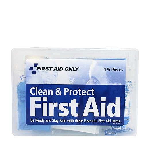 First Aid Only 59695 Clean & Protect Everyday Emergency First Aid Kit for Home, Work and Travel, 175 Pieces