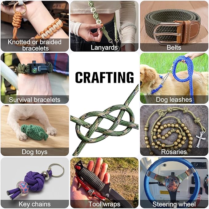 Paracord Rope 550 lb - 500ft 5/32" Parachute Cord 4MM 7-Strand para Cord - Heavy Duty Spool String for Survival,Camping Gear, Survival Bracelet, Clothesline - Camo Green