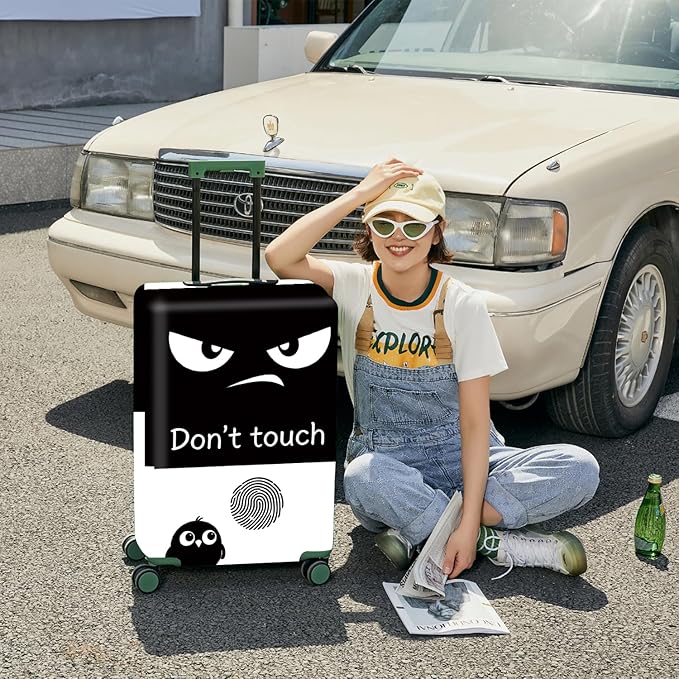 ANNA QUEEN Funny Don't Touch Luggage Cover,Stretchable Suitcase Protector Sleeve,Fit for 32-34 Inch Checked Baggage,Water Resistant Durable Luggage Protector