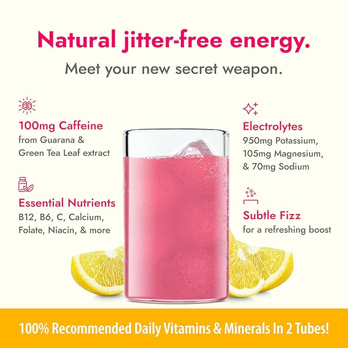 Zipfizz Daily Energy Drink Powder, Pink Lemonade, 12 Pack | 3-in-1 Sustained Energy, Rapid Hydration, and Essential Vitamins | Sugar-Free | Electrolyte Powder | Contains Vitamin B-12 & Antioxidants
