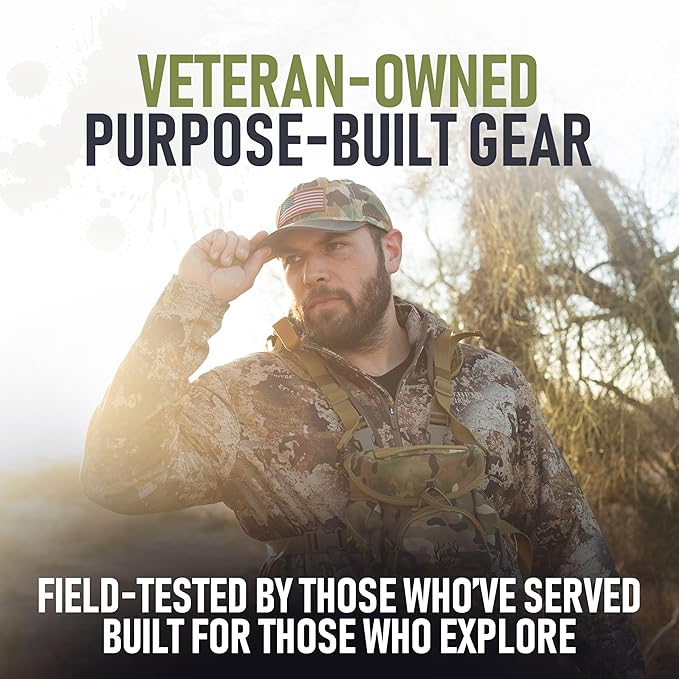 Binocular Harness Chest Pack - Lightweight Hunting Chest Rig with Rangefinder Pouch, MOLLE System Bino Harness for Bow Hunting, Tactical Chest Pack for Men, Veteran Owned Gear, MultiCam