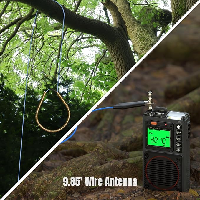 Raddy RF75A APP Control Shortwave Radio, Portable AM/FM/VHF/SW/WB Weather Radio, Pocket Radio Rechargeable w/ 9.85 Ft Wire Antenna