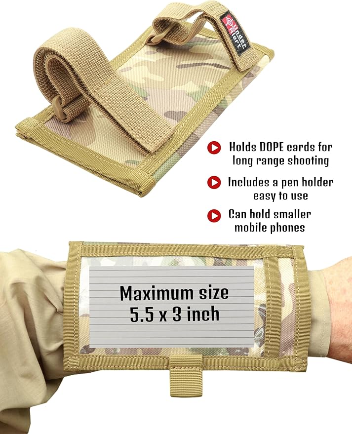 Underalert Tactical Wristband Dope Card Holder Sniper Data Book Quarterback Sleeve Wrist Coaches Football Play Wristbands Youth Flag Armband Sports Coach Playbook Adult