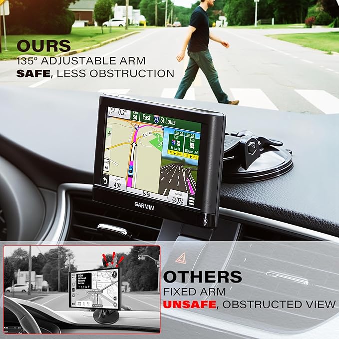 1Zero 2 PCS Adjustable GPS Car Mount for Garmin Nuvi Dezl Drive Drivesmart Zumo Driveassist DriveLuxe StreetPilot RV, Replacement Suction Cup GPS Dash Ball Mount Dashboard Windshield Car Holder
