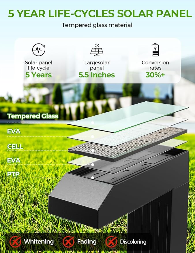 COXSENI Solar Pathway Lights Outdoor 6 Pack, 3 Color in 1 Bright Landscape Lighting with Cool/Warm/Daylight White Modes, Auto On/Off, IP65 Waterproof for Yard Garden Patio Walkway Sidewalk Lawn Decor