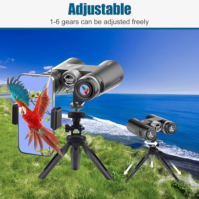 18X50 High Powered Binoculars for Adults with Upgraded Phone Adapter, Tripod and Tripod Adapter,Waterproof Compact Binoculars with Low Light Vision for Bird Watching,Travel,Sightseeing