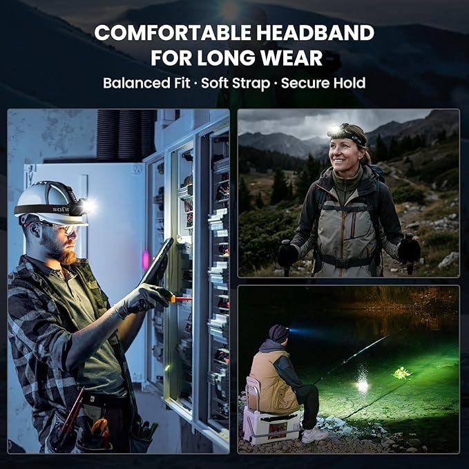 sofirn HS20 Dual Beam Headlamp, Up to 2700 Lumens LED Headlight, Independent Flood & Spot Control, USB-C Rechargeable for Hard Hat, Work, Hiking, Camping, Emergency