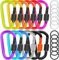 Cridoz Locking Carabiner D Ring Clips with Flat Key Ring