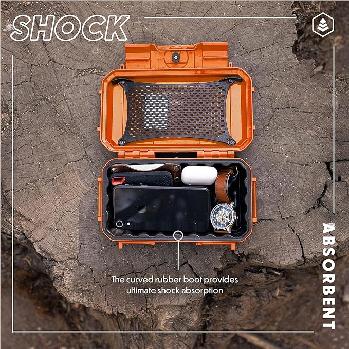 Evergreen 56 Dry Box - EDC Tough Protective Case USA Made for Organization of Cameras, Phones, Camping, Fishing, Hiking, Water Sports (Orange, TOPO)