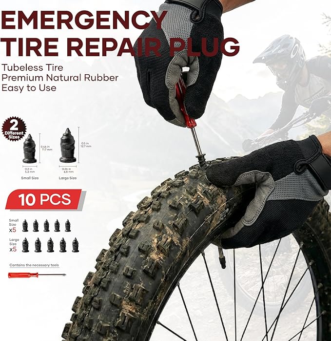 60Pics Bike Tire Repair Kit,Bicycle Inner Tube Patch Kit with Patches and Tire Levers ,Tubeless Tire Repair Rubber Nail with Box and Screwdriver,Convenient Kit for Mountain or Road Bike, Motorcycle