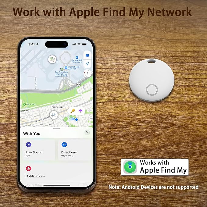Air Tracker Tags-2 Pack [Apple MFi Certified] (iOS Only), Smart Bluetooth Tracker, Compatible with Apple Find My, Item Locator for Keys, Luggage, Wallet, Suitcase, Bags, IP67 Waterproof