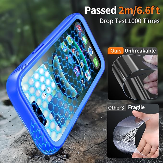 Cozycase TOP Protective Full Body Frosted Blue Case for iPhone 16e/iPhone 17e - Slim Shock Water Proof Protection Construction Builder Unbreakable Double Sided Bumper Armour Rugged Strong 16/17 e Case