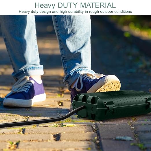Outdoor Waterproof Electrical Box, 2 Pack Large Extension Cord Cover Protector Plug Connection Cable Safety Box IP54 Water-Resistant for Power Strip, Holiday Light and Decorations, Green