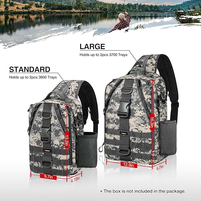 Piscifun Fishing Backpack with Rod Holder, Lightweight Sling Bag Storge Gear and Equipment