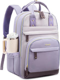 LOVEVOOK Laptop Backpack for Women with Giant Tumbler Holder,17 inch School College Book Bag Nurse Teacher Backpack,Work Travel Backpack Purse Laptop Computer Bag, Taro purple-Light purple-Purple