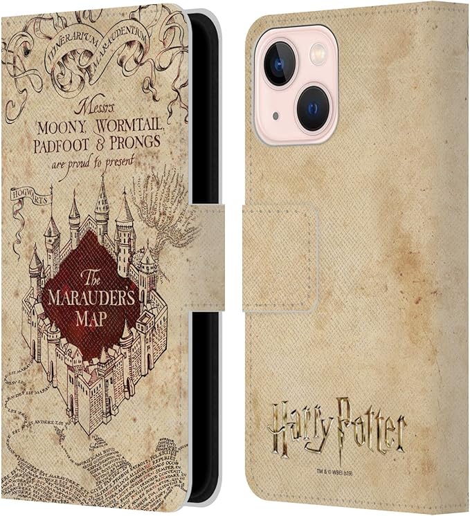 Head Case Designs Officially Licensed Harry Potter The Marauder's Map Prisoner of Azkaban II Leather Wallet Case Compatible with Apple iPhone 13 Mini