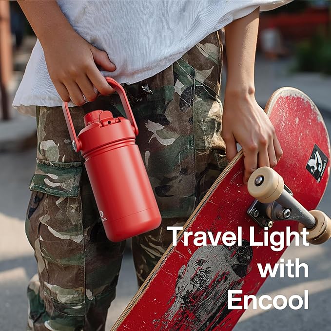 Kids Insulated Water Bottle with Straw - 12oz Stainless Steel Water Bottle with Dual Spouts, Leak-Proof, BPA-Free, Double Wall Vacuum Keeps Cold for 24 Hours for Sports, Travel, School (Sharp Green)