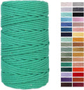 Green Macrame Cord 4mm x 109Yards,Colored Cotton Rope Craft Cord Colorful Cotton Cord Twine for Wall Hanging Plant Hangers Crafts Knitting Decorative Projects