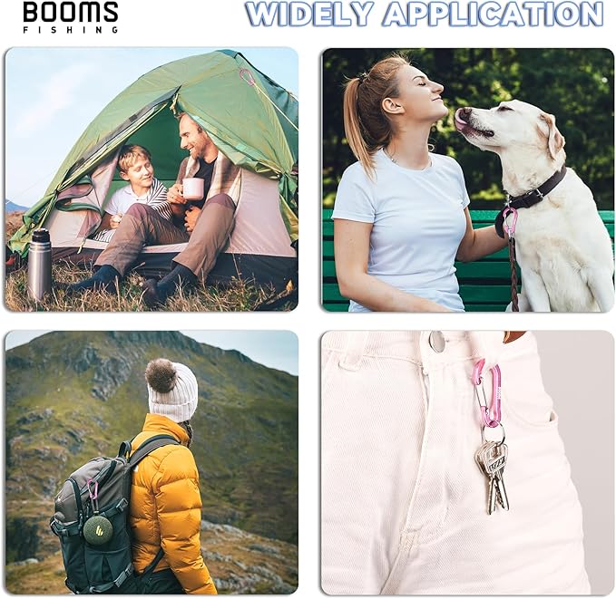 Booms Fishing CC1 Multi-Use Carabiner Clip, 6 Pack Small Caribeener Clips, Mini Keychain Caribeaner Clip 2 inch, Aluminum D Ring Carabiners, Multi-colored