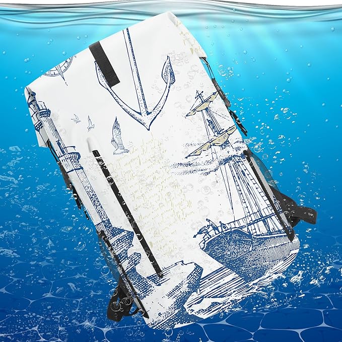 Waterproof Dry Bag Heavy Duty Marine Dry Bags for Kayaking Hiking Anchor Nautical Lighthouse Backpack Roll-Top Closure Bag - Backpack Waterproof Phone Case 35L/55L/85L