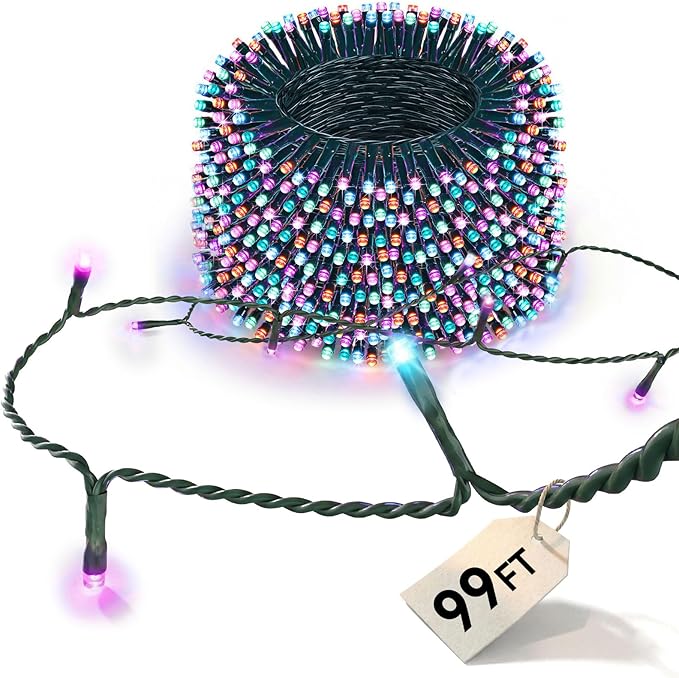 LitHome 99FT 300 LED Easter Lights String Outdoor Waterproof, 8 Modes Pastel String Lights Plug in Green Wire, Colorful Easter Light with Timer & Memory Function, Tree Light Outdoor for Garden Patio