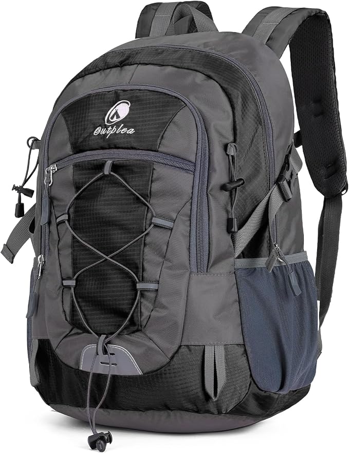 25L Small Hiking Backpack with Chest Strap for Men Women, Waterproof Travel Backpack Day Pack, Lightweight Padded Hiking Daypacks for Camping Traveling Outdoor Sports, Black