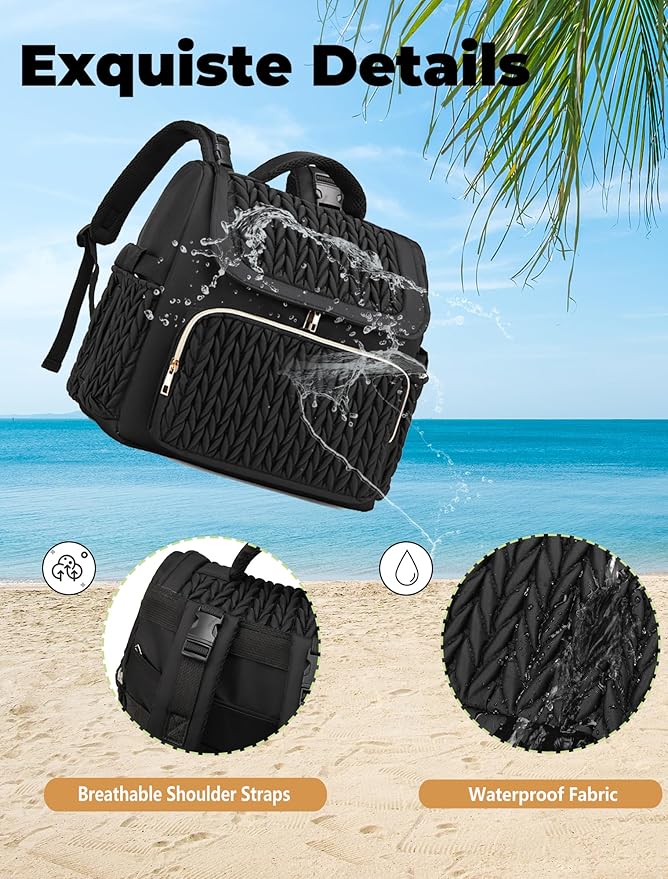 Awanhe Diaper Bag Backpack, Baby Bag with Changing Pad, Travel Waterproof Diaper Bag Tote, Newborn Essentials Must Haves, Luxury baby shower gifts for boys & Girls, Black
