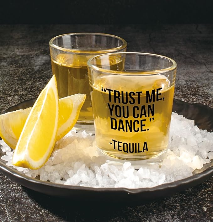 Nogrit Funny Tequila Whiskey Glasses 10 oz, Gifts for Tequila Lovers, Humoruos Old Fashioned Rocks Glasses for Men Women Drinking Cocktail Scotch Vodka Rum