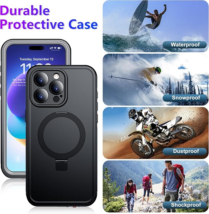 2025 New for iPhone 15 Pro Max Case Waterproof,[Built-in Screen Protector & Camera Protector][Full Body Shockproof][IP68 Underwater][Dustproof][Dropproof] Phone Case for iPhone 15 Pro Max 6.7"