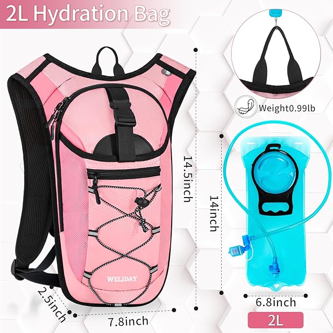 Hydration Backpack with Leak Proof Water Bladder, Lightweight Hydro Water Daypack for Rave, Cycling, Running, Hiking, Climbing