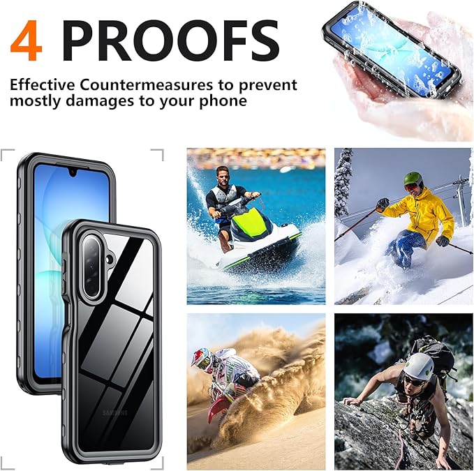 SPIDERCASE for Samsung Galaxy A17 Waterproof Case, IP68 Waterproof Case, Military-Grade Drop Protection, Full-Body Shockproof Dustproof Cover,Black