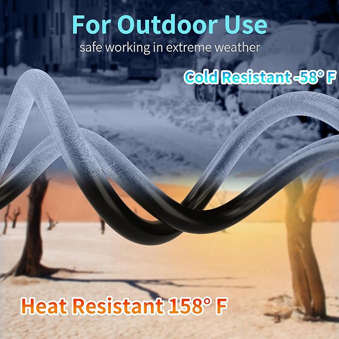16/3 20 Ft 3 Outlet Extension Cord Outdoor Waterproof, Black Extension Cords with Multiple Outlets, 3 Prong Electrical Cord with Multi Outlet Outside 13A 1625W 16AWG, ETL Listed