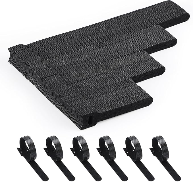 150PCS Cable Ties, 4+6+8+10 inch Cable Ties for Cable Management, Adjustable Fastening, Multi-Purpose Reusable Hook and Loop for Home, Office and Garage，Black
