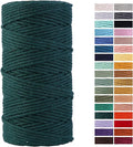 Dark Green Macrame Cord 3mm x 109Yards,Colored Cotton Rope Craft Cord Colorful Cotton Cord Twine for Wall Hanging Plant Hangers Crafts Knitting Decorative Projects