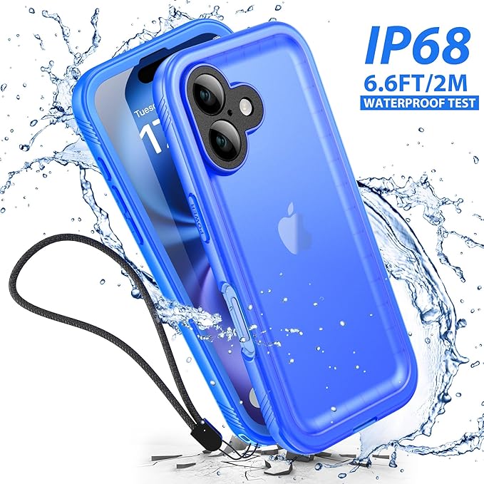 SPORTLINK for iPhone 16 Waterproof Case - Shockproof Dustproof Case with Built-in Clear Screen Protector, Full Body Heavy Duty Sealed Protective Cover for i Phone 16 6.1" Blue