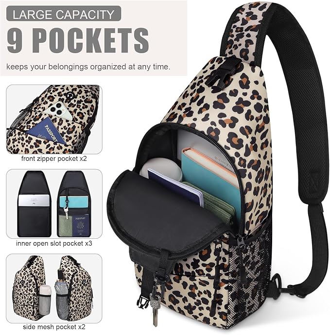 Pritent Crossbody Bags for Women Men Trendy Sling Bag Backpack Casual Chest Bag with Convertible Shoulder Strap