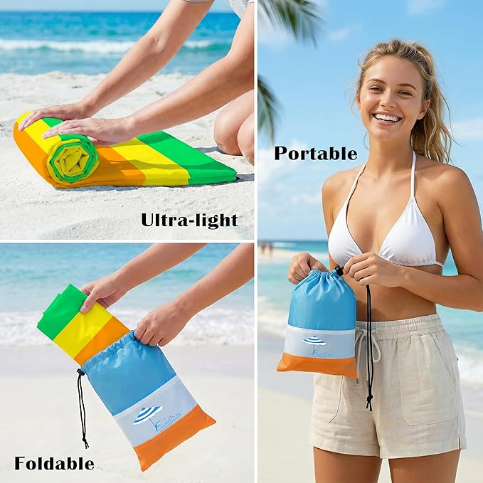 Famstar Beach Blanket Oversized Extra Large 78" X 81",Waterproof Sandproof Beach Blanket 1-7 Adults Lightweight Durable for Travel Camping Hiking Picnic