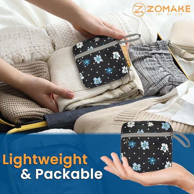 ZOMAKE Ultra Lightweight Packable Backpack 25L - Foldable Hiking Backpacks Water Resistant Small Folding Daypack for Travel(Black,Floral pattern)