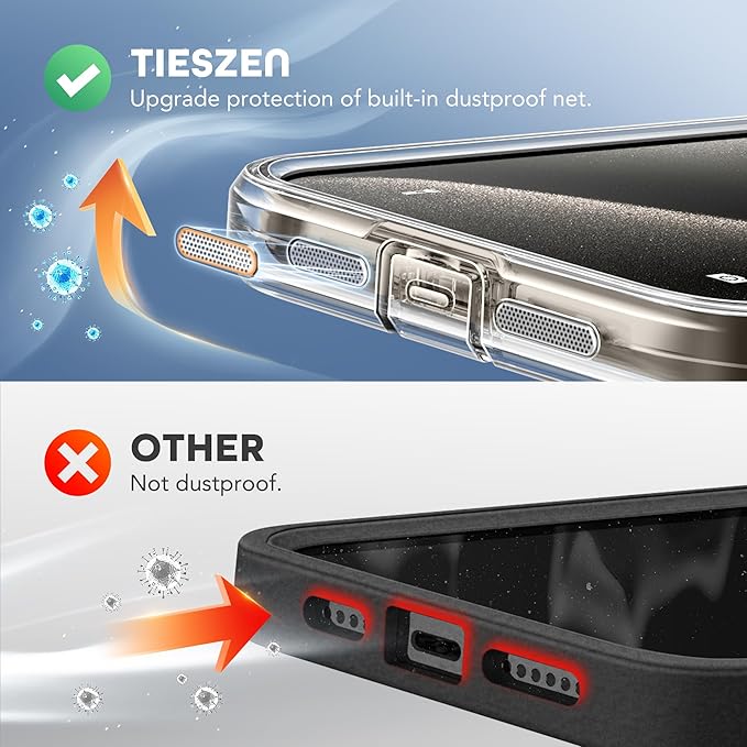 TIESZEN for iPhone 15 Pro Case, Compatible with MagSafe, Built-in Privacy Screen Protector and Camera Protection, Anti Spy Full Body Dustproof Shockproof Hard Phone Case 6.1", Clear