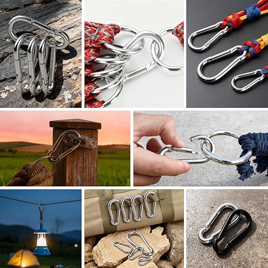 120Pack M6 Spring Snap Hooks Carabiner, 1/4" Heavy Duty Carabiner Clips Chain Quick Links Spring Safety Hook Connector for Dog Leash Backpack Hiking Fishing Bag Outdoor Travel