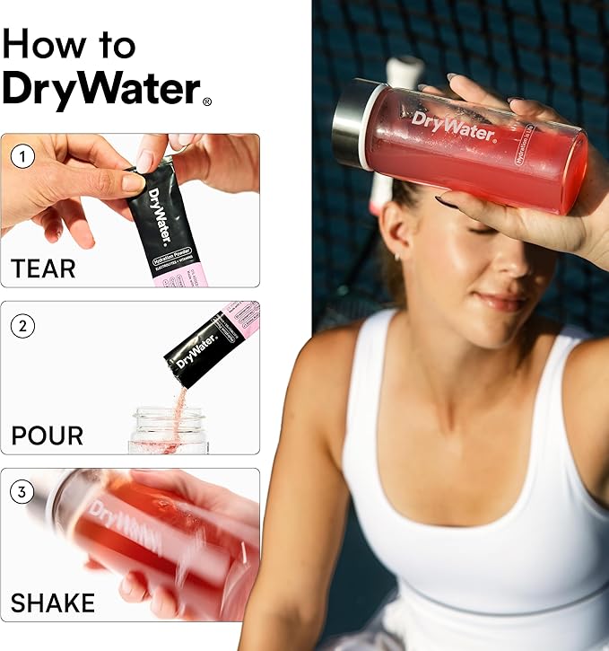 DryWater Electrolyte Powder Packets, Mixed Berry - Hydration Packets Drink Mix with Zero Added Sugar for Rehydration & Energy - 6 Key Electrolytes, 5 Essential Vitamins & 5 Real Fruits - 12 Pack