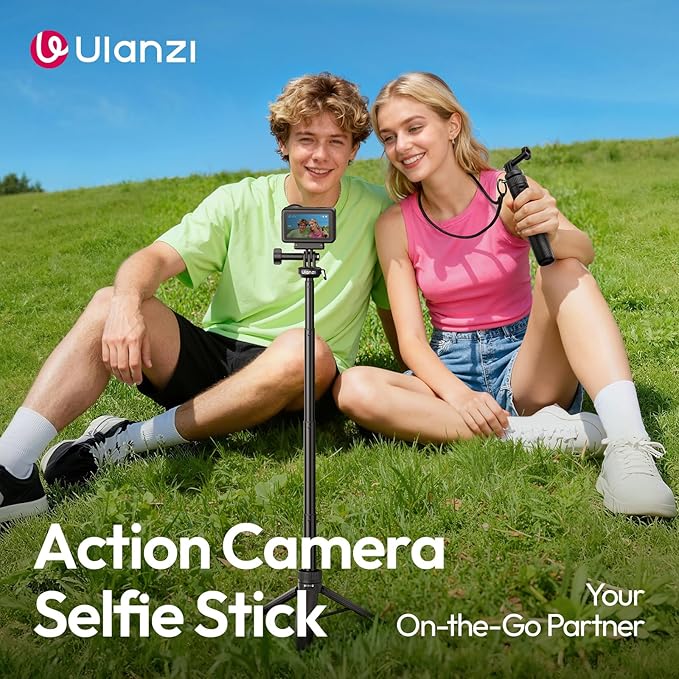 23.62" Action Camera Selfie Stick Tripod Stand w Neck Lanyard, ULANZI MT92 Portable Adjustable Vlog Handle Grip for GoPro 13/12/11/10/9/8/7/6, Xtra Edge, DJI Osmo Action 6/5 Pro/4/3, Insta360