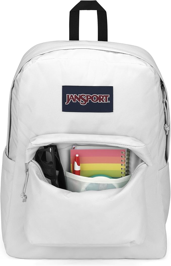JanSport SuperBreak Plus Backpack with Padded 15-inch Laptop Sleeve and Integrated Bottle Pocket - Spacious and Durable Daypack for Work and Travel - White