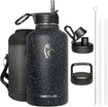 Coolflask 64 oz Insulated Water Bottle with Straw&3 Lids, Half Gallon Insulated Water Jug Galaxy Large Metal Stainless Steel Flask for Gym, Sports and Office, Keep Cold 48H Hot 24H, Starry Night